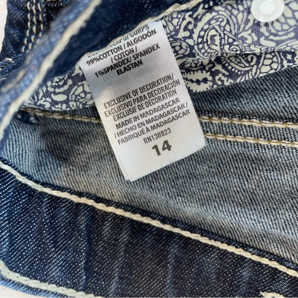 Cody James Boys Dark Wash Bootcut Denim Jeans Size 14 Western Contrast Stitch
